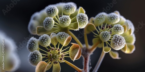 Winter sprouting of Hydrangea quercifolia (Kashiwaba ajisai). macro photography at close range. Generative AI photo