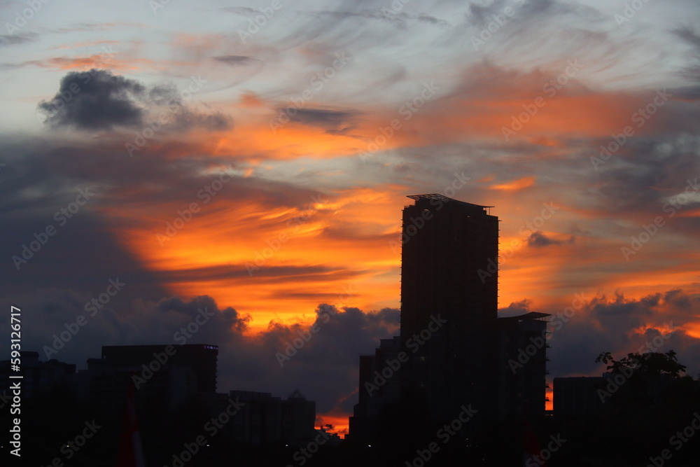 Colourful clouds at dusk in Singapore