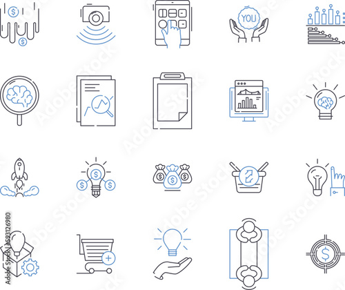 Digital Transformation outline icons collection. digital, transformation, technology, automation, cloud, analytics, artificial vector and illustration concept set. intelligence, online, agile linear