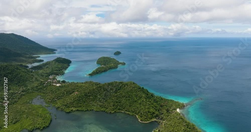 Aerial drone of seascape with islands in the tropics. Weh Island. Indonesia. photo