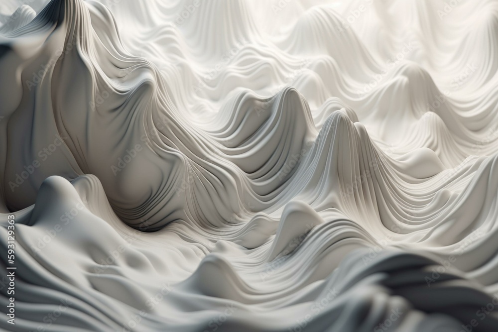 Obraz premium Wavy White Layers. Elegant Abstract 3D Background. 3D Render. Generative AI