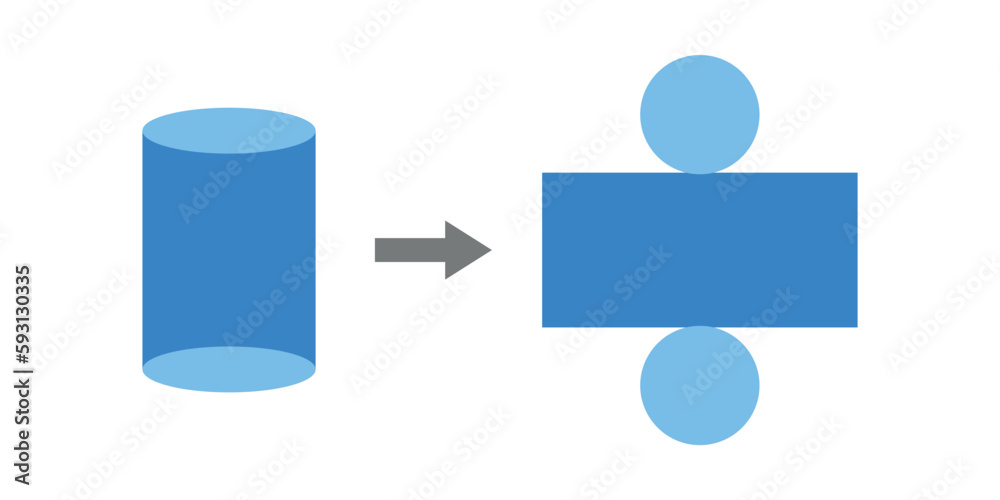 Geometry net of cylinder. 3d solid shape in mathematics Geometry net of cylinder. 3d solid shape in mathematics