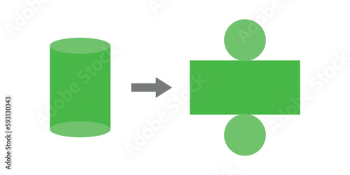 Geometry net of cylinder. 3d solid shape in mathematics