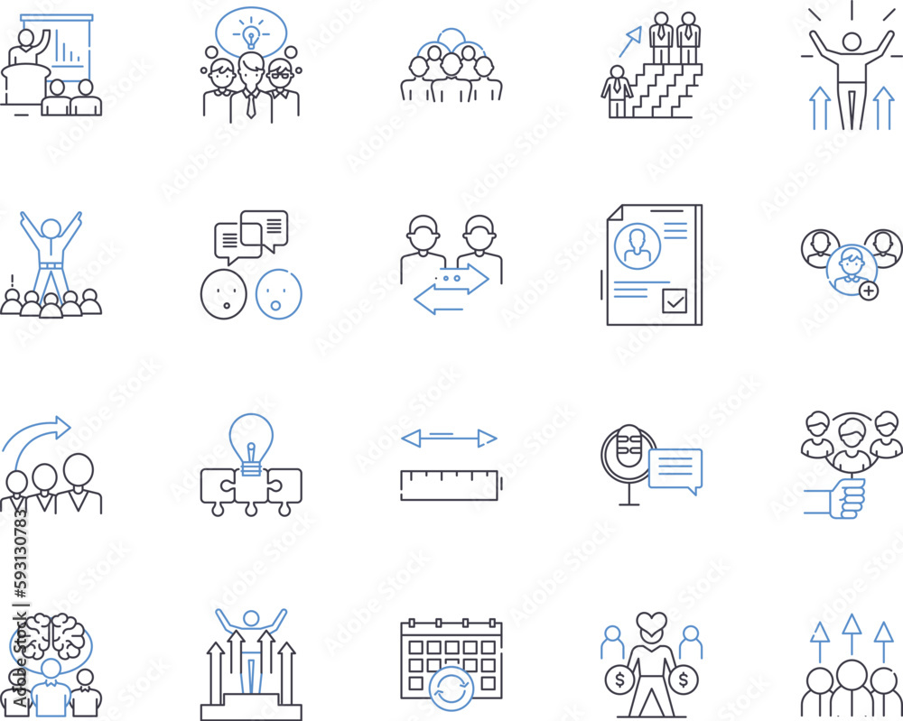 Collaborators outline icons collection. Partners, Teammates, Colleagues, Allies, Associates, Contributors, Aides vector and illustration concept set. Workers, Helpers, Unitees linear signs