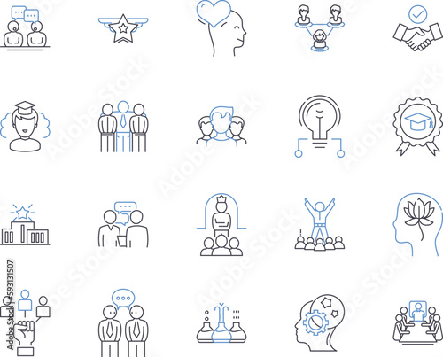 Wallpaper Mural Training and business outline icons collection. Training, Business, Coaching, Education, Development, Workshop, Learning vector and illustration concept set. Courses, Consulting, Facilitation linear Torontodigital.ca