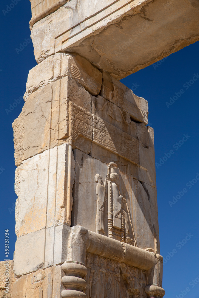 Bas-relief of the King in Hall of hundred columns, Persepolis, Iran