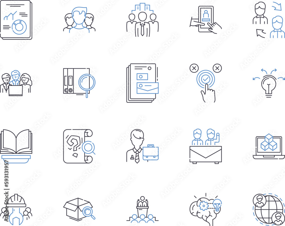 Balanced scorecard outline icons collection. Scorecard, Balanced, Metrics, Performance, Strategize, Objectives, Financial vector and illustration concept set. Measures, Initiatives, Perspectives