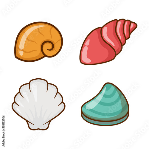 vector illustration of sea shells set