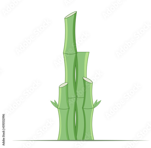 Green bamboo icon vector for decoration. Plant icon on the ground.