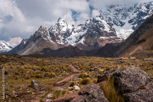 Fototapeta Naklejka Na Ścianę i Meble -  reflection of the snow-capped mountains in the lagoons of Ausangate, Cusco-Peru, South America, Andes