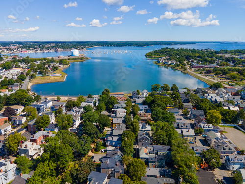 Collins Cove aerial view at Salem Neck historic district in City of Salem  Massachusetts MA  USA.