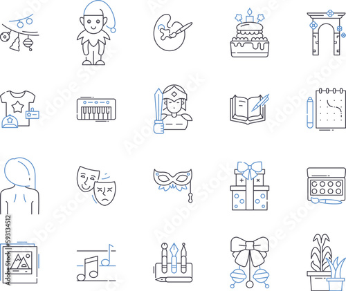 Creative business outline icons collection. Innovative, Profitable, Dynamic, Entrepreneurial, Promotional, Resourceful, Unique vector and illustration concept set. Progressive, Branding, Disruptive