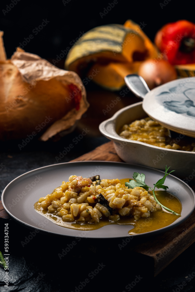 South American Gastronomy: A Tasty Bowl of Argentine Locro with Pumpkin and Corn