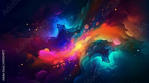 a beautiful abstract vibrant wallpaper in space and flowing galaxy. generative AI