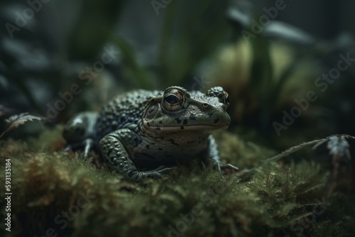 frog in the hreen forest. Generative AI