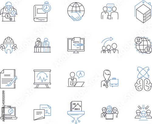 Business process outline icons collection. Processes, Business, Management, Automation, Documentation, Analysis, Procedures vector and illustration concept set. Planning, Software, Services linear