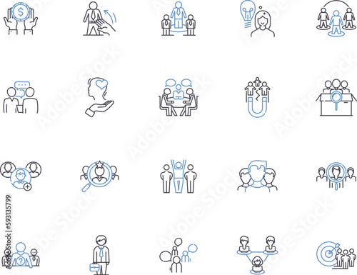 Coaching expert outline icons collection. seapratedCoach, Expert, Training, Mentor, Advisor, Guidance, Mentoring vector and illustration concept set. Counselor, Tutor, Instructor linear signs