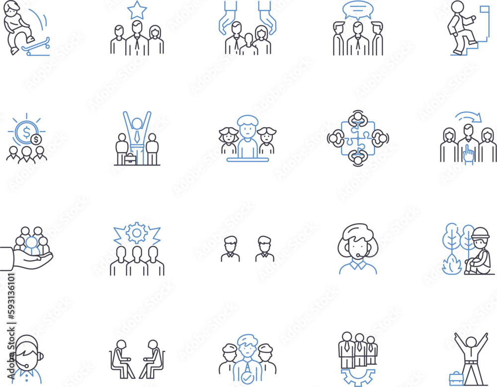 Casual people outline icons collection. Casual, People, Relaxed, Unconcerned, Unpretentious, Easygoing, Laid-back vector and illustration concept set. Comfort, Low-key, Cheerful linear signs