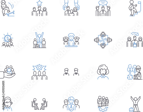Casual people outline icons collection. Casual, People, Relaxed, Unconcerned, Unpretentious, Easygoing, Laid-back vector and illustration concept set. Comfort, Low-key, Cheerful linear signs
