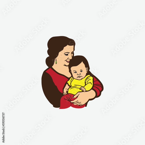  happy mothers day vector drawing illustration