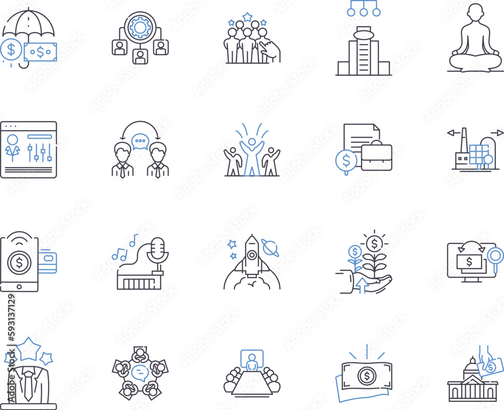 Incubators and Accelerators outline icons collection. Incubators, Accelerators, Startups, Innovation, Mentoring, Investment, Funding vector and illustration concept set. Networking, Support, Business
