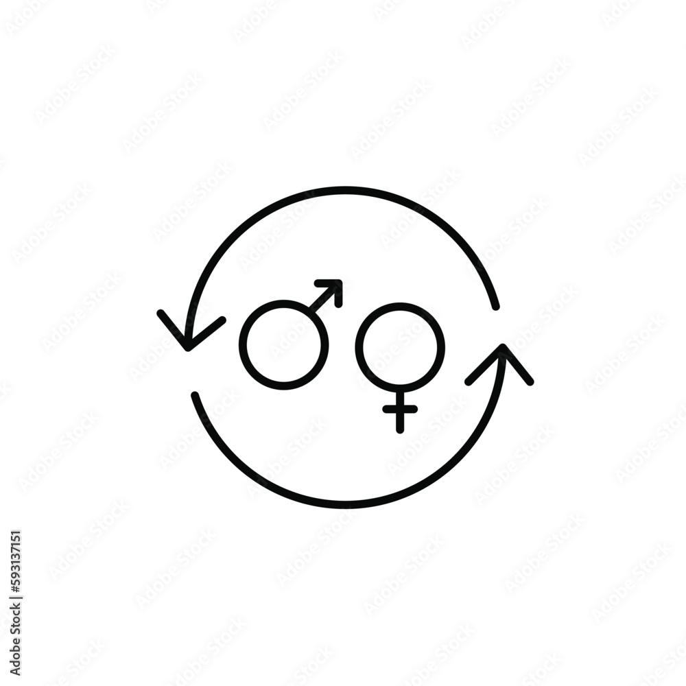 Gender transitioning. Change of gender presentation. Pixel perfect, editable stroke icon Gender transitioning. Change of gender presentation. Pixel perfect, editable stroke icon