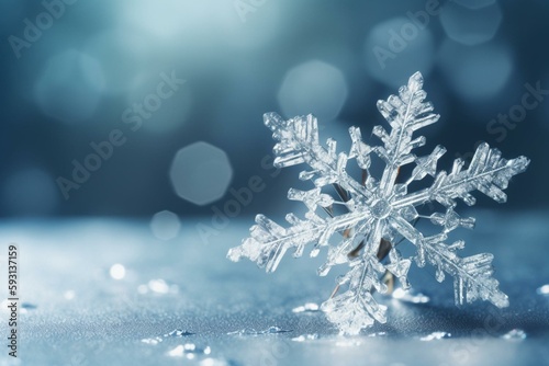 Snowflake Christmas Wallpaper. Beautiful, Crystalline Winter Banner with copy-space. Generative AI