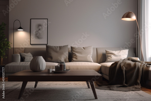 living interior with sofa,  Generative AI © Jhati