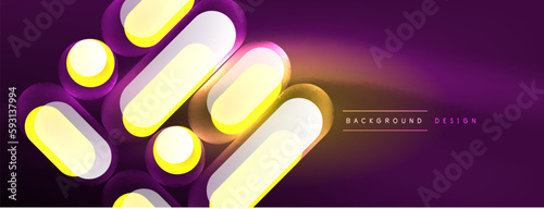 Neon circle abstract background. Template for wallpaper, banner, presentation, background