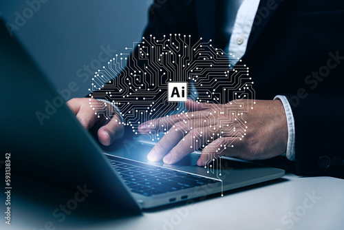 AI tech concept, artificial intelligence technology, smart robot, new innovation, future of industrial automation, cyber security, cyberspace, quantum computing, cloud computing, assistant, IOT.