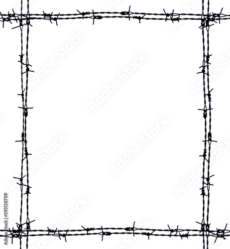 frame made of barbed wire on the white background