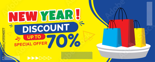 Discount New Year Banner Vector