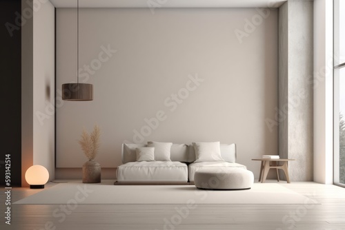 Modern bright home interior background, wall mock up. Generative AI