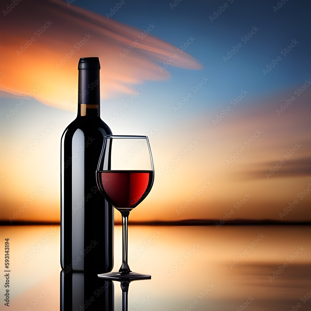 A bottle of wine and glass A bottle of wine and glass