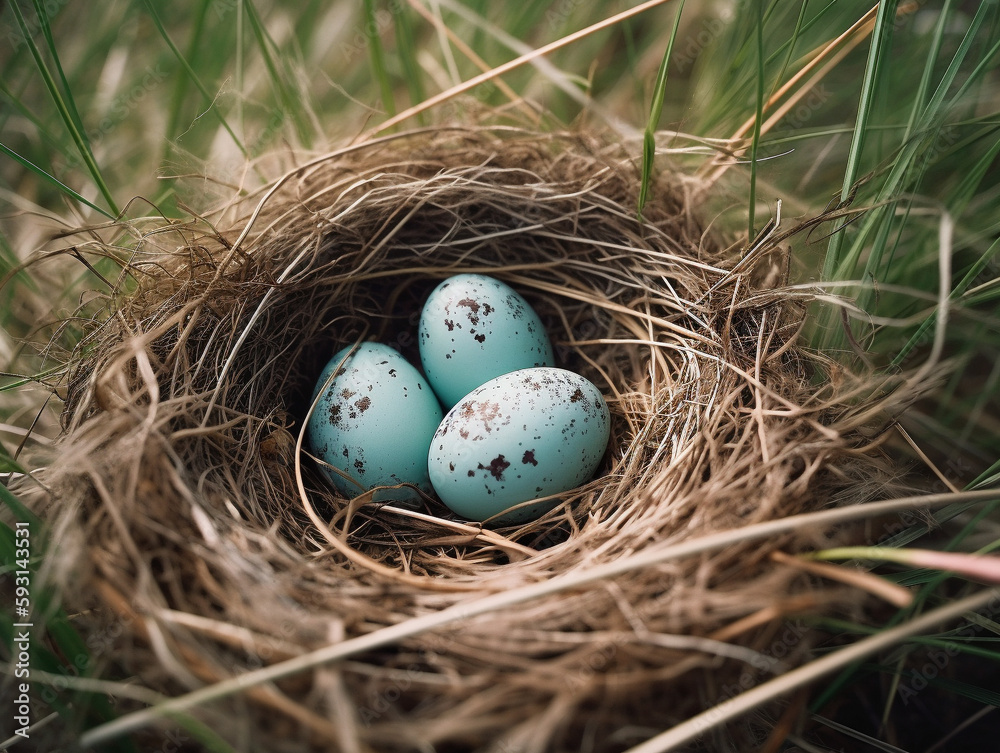 A Close up of a Robins Nest with Speckled Eggs | Generative AI A Close up of a Robins Nest with Speckled Eggs | Generative AI