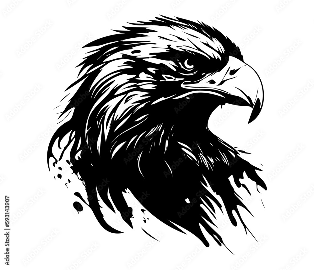 Obraz premium Eagle Face, Silhouettes Eagle Face SVG, black and white Eagle vector