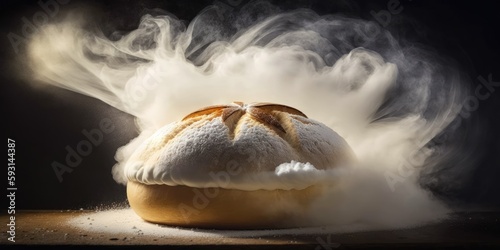 rising steam from the baking bread. Generative AI