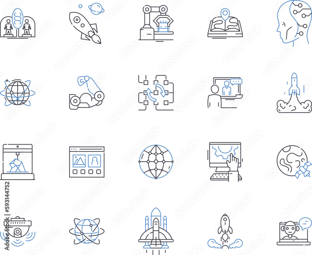 High tech and science outline icons collection. Tech, Science, High-Tech, Artificial, Intelligence, Robotics, Computer vector and illustration concept set. Quantum, Machine, Genetics linear signs High tech and science outline icons collection. Tech, Science, High-Tech, Artificial, Intelligence, Robotics, Computer vector and illustration concept set. Quantum, Machine, Genetics linear signs