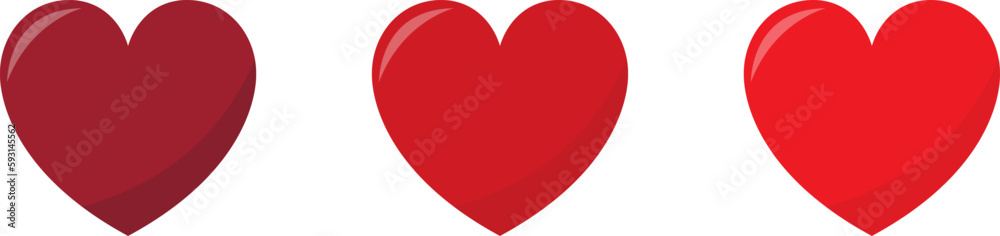 Red heart icons set vector