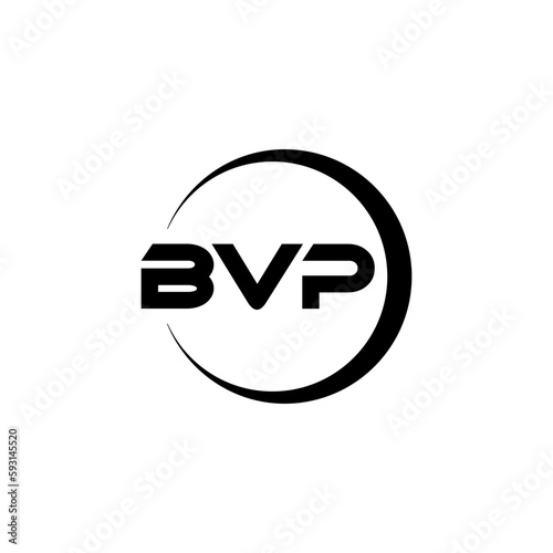 BVP letter logo design with white background in illustrator, cube logo, vector logo, modern alphabet font overlap style. calligraphy designs for logo, Poster, Invitation, etc.