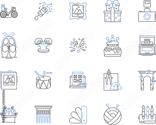 Creative people outline icons collection. Inventive, Artistic, Original, Imaginative, Innovative, Resourceful, Expressive vector and illustration concept set. Visionary, Creative, Perceptive linear