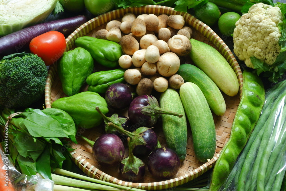 fresh vegetables in a basket fresh vegetables in a basket