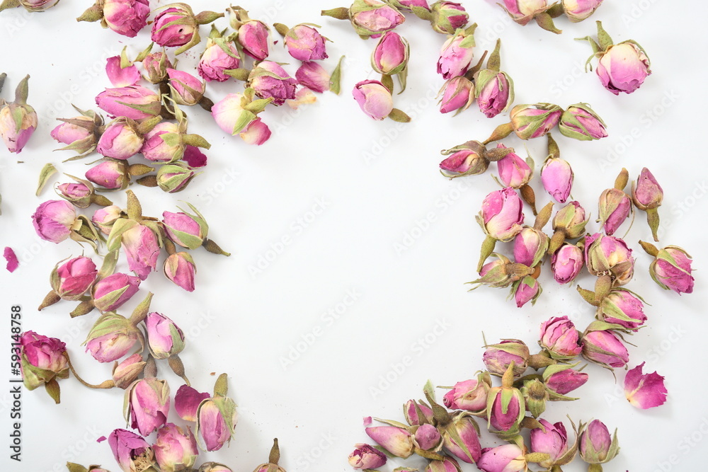 Fototapeta premium frame of pink rose flowers