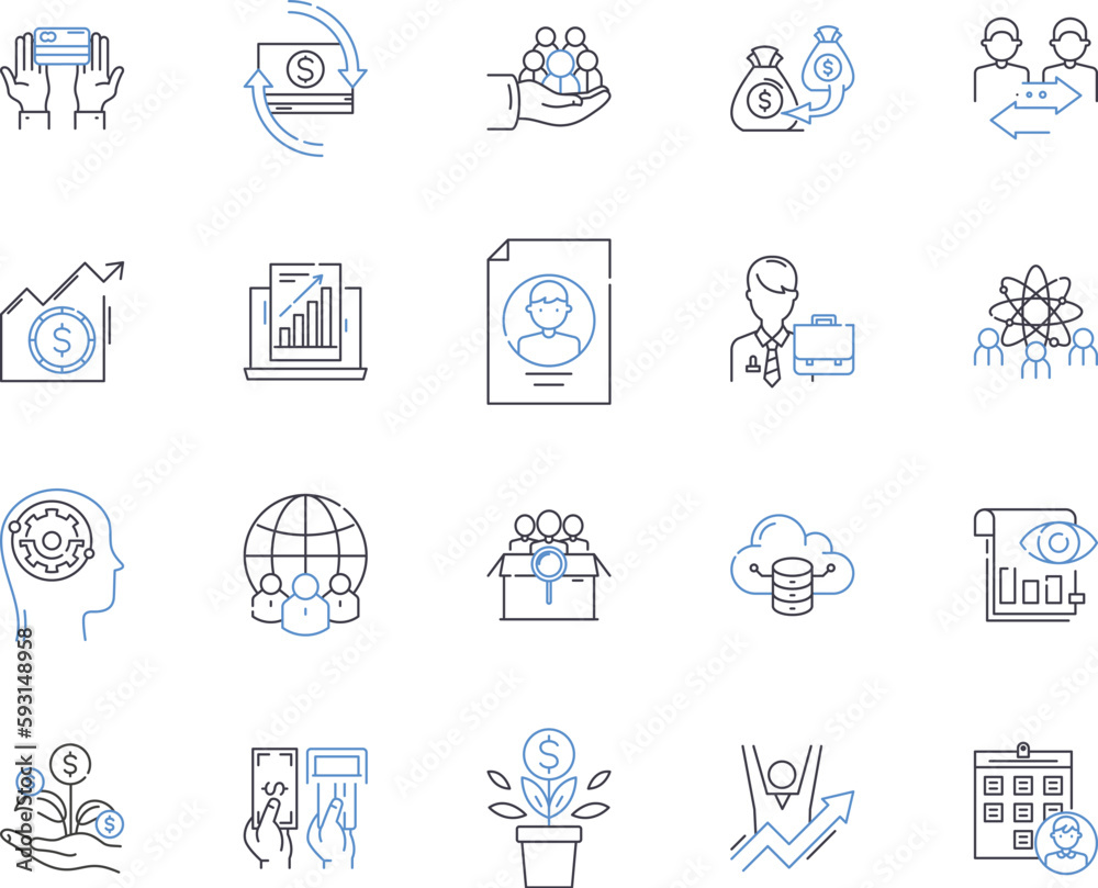 Work productivity outline icons collection. Productivity, work, efficiency, output, results, progress, competence vector and illustration concept set. skill, speed, focus linear signs
