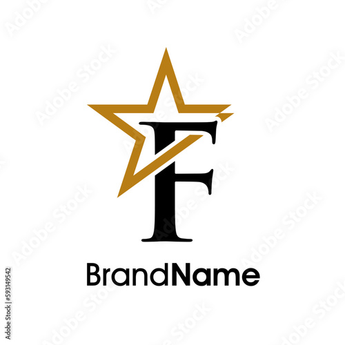 Elegant Initial F Gold Star Logo