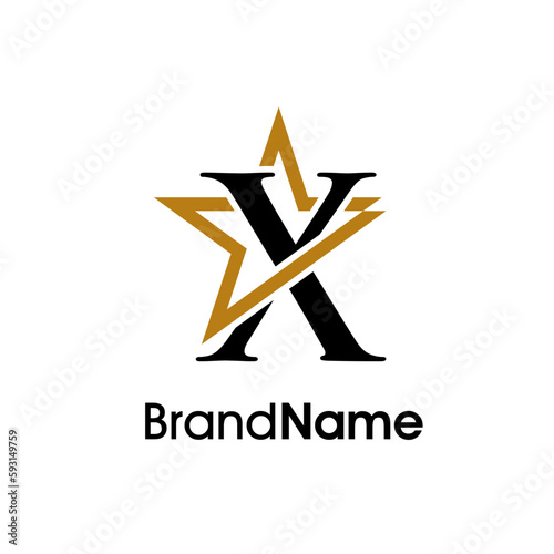 Free Download Elegant Initial X Gold Star Logo - GFXLoad