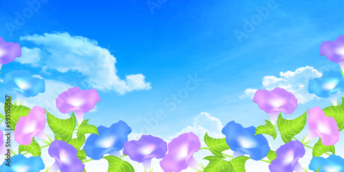 あさがお　夏　風景　背景