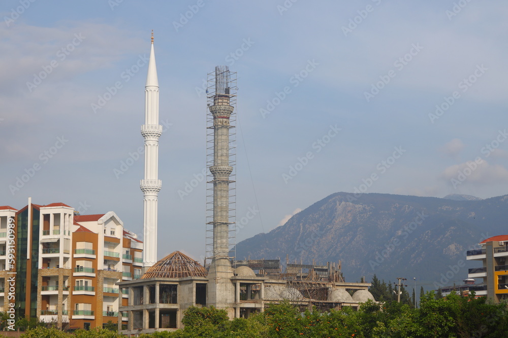 construction of a new mosque in the city of Alanya, Turkiye, Alanya, Aprile 2023.