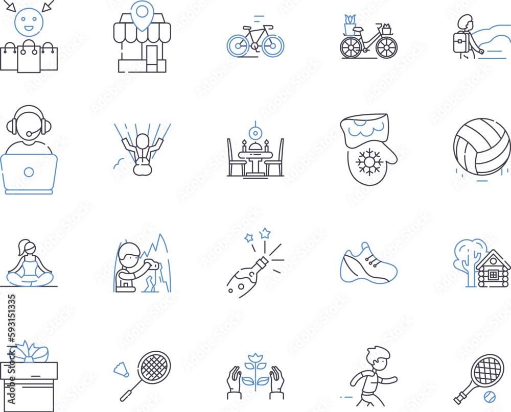 Naklejka premium Travel industry outline icons collection. Tourism, Trips, Vacations, Journey, Adventure, Cruise, Airfare vector and illustration concept set. Airlines, Flight, Hotels linear signs