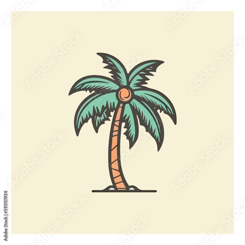 Coconut tree cartoon style, vector art and illustration.